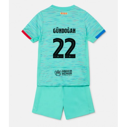 Otroški Nogometni dresi Barcelona Ilkay Gundogan #22 Tretji 2023-24 Kratek Rokav (+ Kratke hlače)